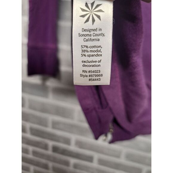 Athleta Womens Purple Hippie Embroidered Long Sleeve‎ Full Zip Hooded Size XS - Picture 15 of 16